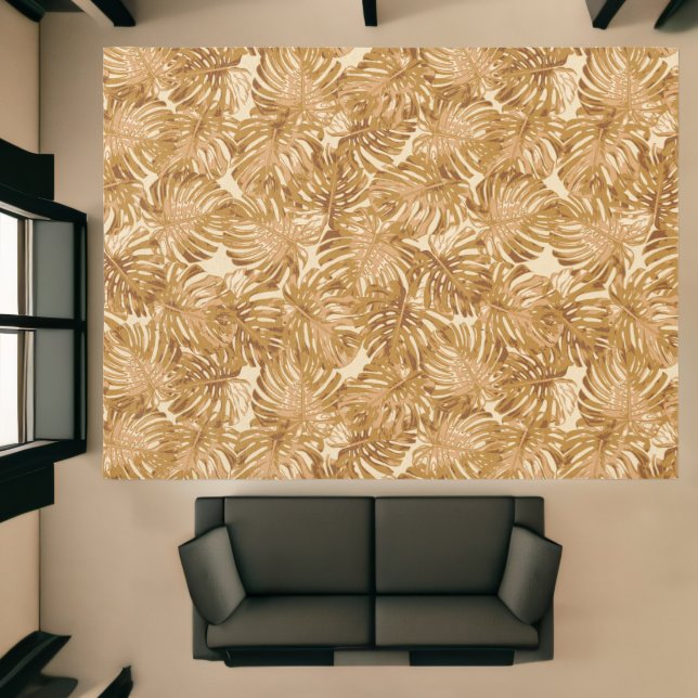 Tropical Leaves Yellow Beach Jungle  Rug (Insitu (Indoor 1))