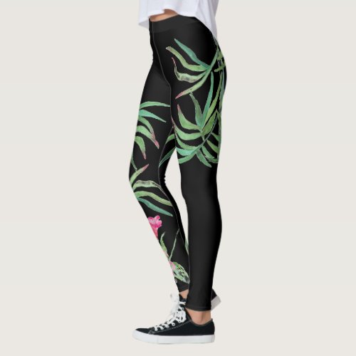 Tropical Leggings Hibiscus and Bamboo