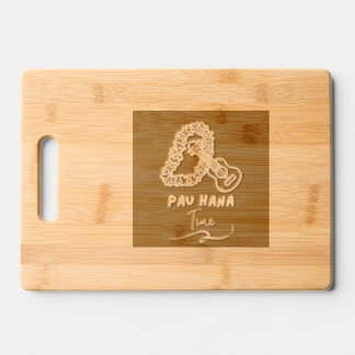 Tropical Lei Ukulele Pau Hana Engraved Cutting Board