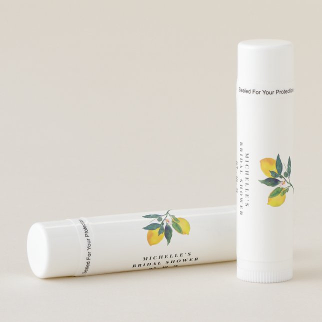 Tropical Lemon Bridal Shower Baby Shower Lip Balm (Front)