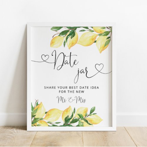 Tropical Lemon Date Jar Bridal Shower Poster