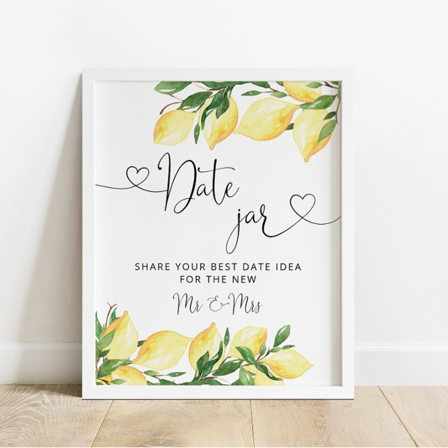 Tropical Lemon Date Jar Bridal Shower Poster (Creator Uploaded)