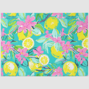 Tropical Lemon Floral Decoupage Tissue Paper