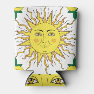 Tropical Lemon Fruits, Sun Face. Can Cooler