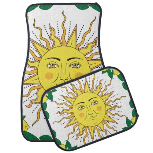 Tropical Lemon Fruits Sun Face Car Floor Mat