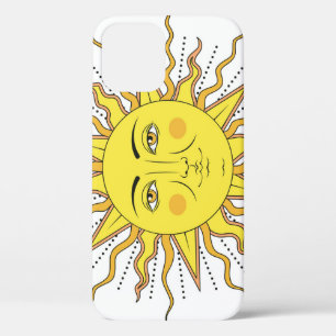 Tropical Lemon Fruits, Sun Face. iPhone 12 Case