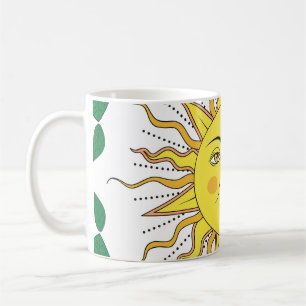 Tropical Lemon Fruits, Sun Face. Coffee Mug
