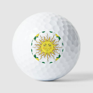 Tropical Lemon Fruits, Sun Face. Golf Balls
