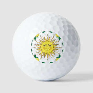 Tropical Lemon Fruits, Sun Face. Golf Balls
