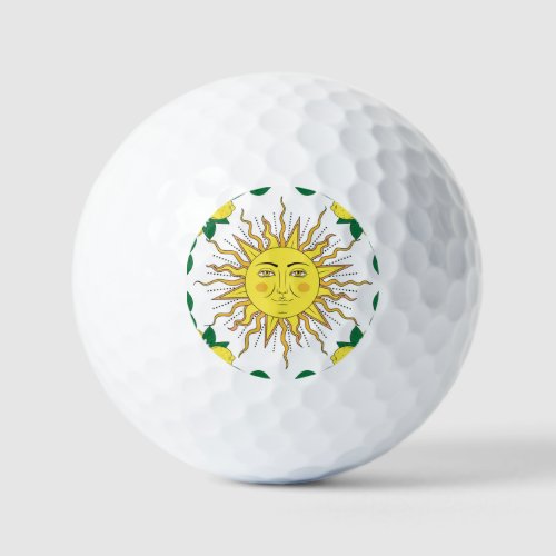 Tropical Lemon Fruits Sun Face Golf Balls