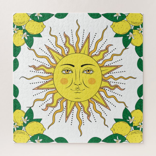 Tropical Lemon Fruits, Sun Face. Jigsaw Puzzle (Vertical)