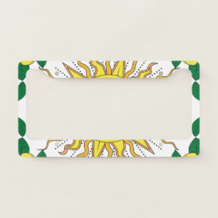 Tropical Lemon Fruits, Sun Face. License Plate Frame