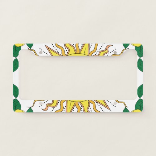 Tropical Lemon Fruits Sun Face License Plate Frame