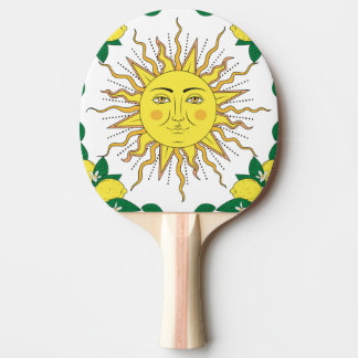 Tropical Lemon Fruits, Sun Face. Ping Pong Paddle