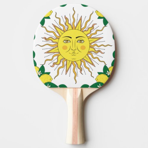Tropical Lemon Fruits Sun Face Ping Pong Paddle