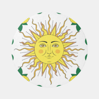 Tropical Lemon Fruits, Sun Face. Rug