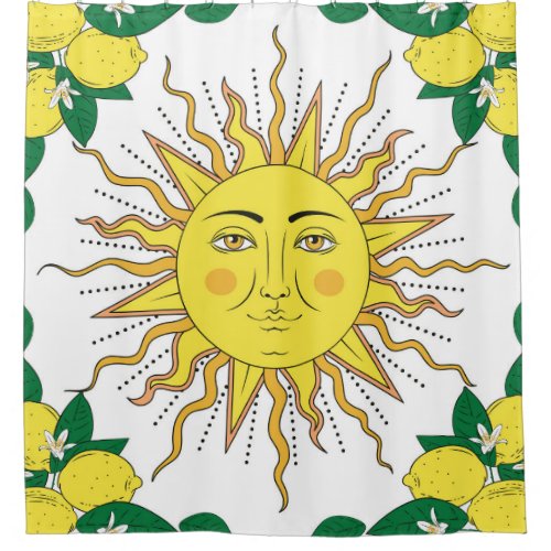 Tropical Lemon Fruits Sun Face Shower Curtain