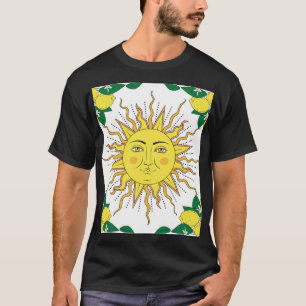 Tropical Lemon Fruits, Sun Face. T-Shirt