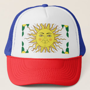 Tropical Lemon Fruits, Sun Face. Trucker Hat