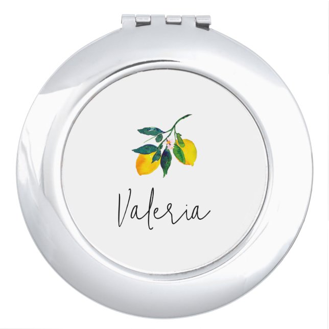 Tropical Lemon Name  Compact Mirror (Front)