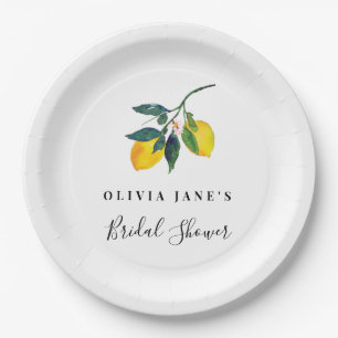 Tropical Lemon Paper Plate, Bridal Shower Paper Plates