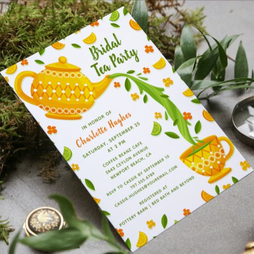 Tropical Lemons And Limes Bridal Tea Party Invitation