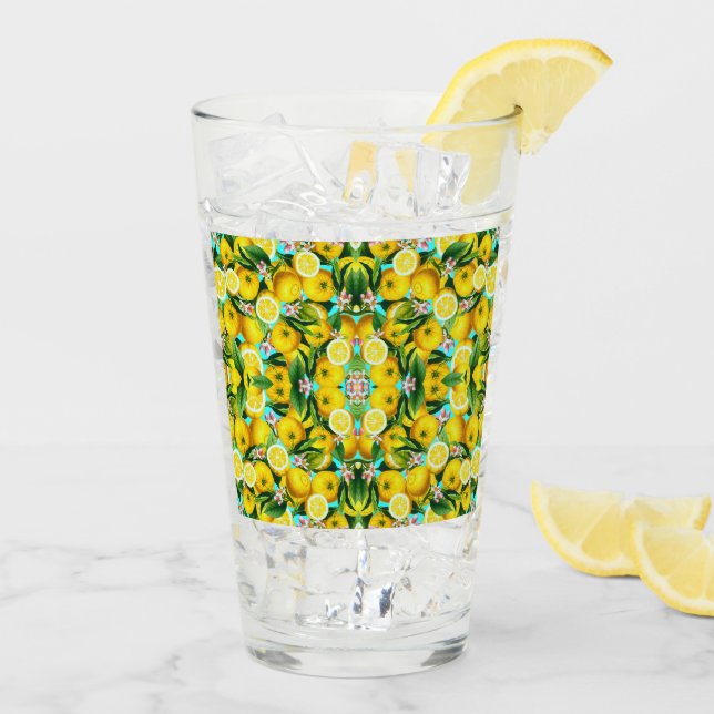 TROPICAL LEMONS GLASS TUMBLER (Back Ice)