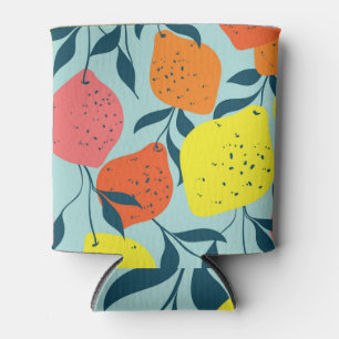 Tropical Lemons Green Illustration Can Cooler