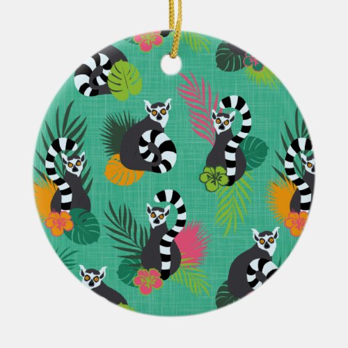 Tropical Lemurs _ Aquamarine Ceramic Ornament