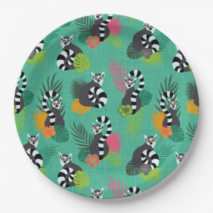 Tropical Lemurs - Aquamarine Paper Plates