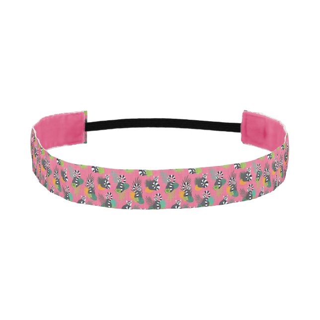 Tropical Lemurs - Pink Athletic Headband (Front)