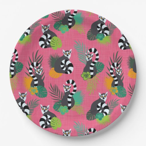 Tropical Lemurs _ Pink Paper Plates