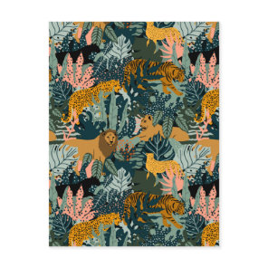 Tropical Leopard and Tiger Print Jungle Pattern Postcard