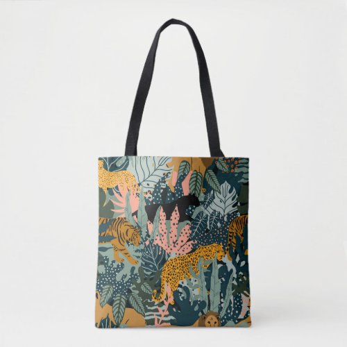 Tropical Leopard and Tiger Print Jungle Pattern  Tote Bag