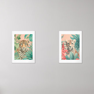 Tropical Leopard & Cheetah Wall Art Print Set |