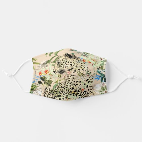 Tropical leopard floral Hawaiian Adult Cloth Face Mask