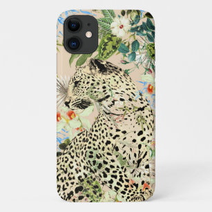 Tropical leopard print floral animal pattern  iPhone 11 case