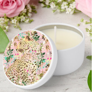 Tropical leopard print floral Hawaiian Mini Candle Favors