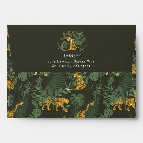 Tropical Leopard Print Return Address Envelope