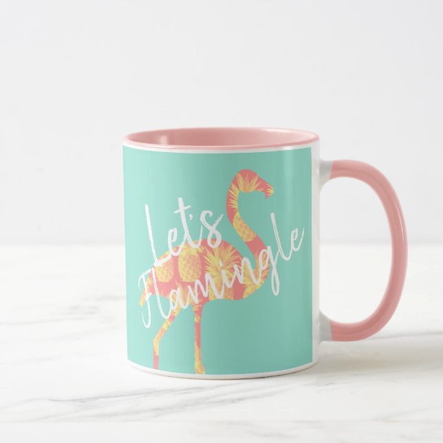 Tropical Let's Flamingle Flamingo & Pineapples Mug (Right)