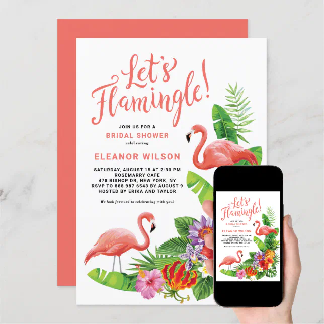 Tropical Lets Flamingle Summer Bridal Shower Invitation Zazzle 6259