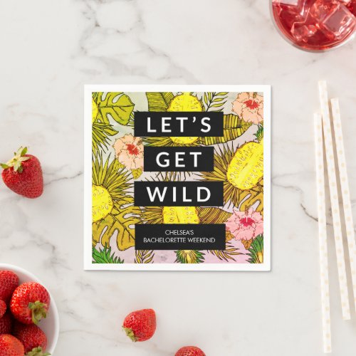 Tropical Lets Get Wild Bachelorette Party  Napkins