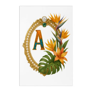 Tropical Letter A Luxury Monogram Acrylic Art