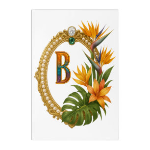 Tropical Letter B Luxury Monogram Acrylic Art