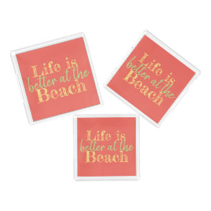 tropical LIFE IS BETTER AT THE BEACH   Acrylic Tray
