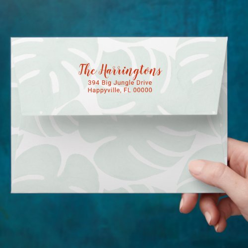 Tropical Life Orange Leaves Return Address Option Envelope