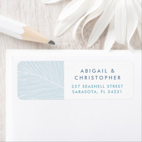 Tropical Light Blue Palm Leaf Return Address Label