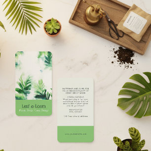 Tropical light Green Watercolor Leafy Botanical Business Card