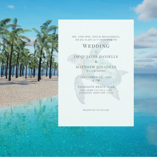Tropical Light Seafoam Sea Turtle Wedding Invitation