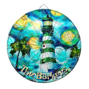 Tropical Lighthouse Coastal Nautical Personalized Dart Board